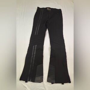 Ralph Lauren RLX Ski Pants Sz Large Womens Black Leather Trim Snowboard